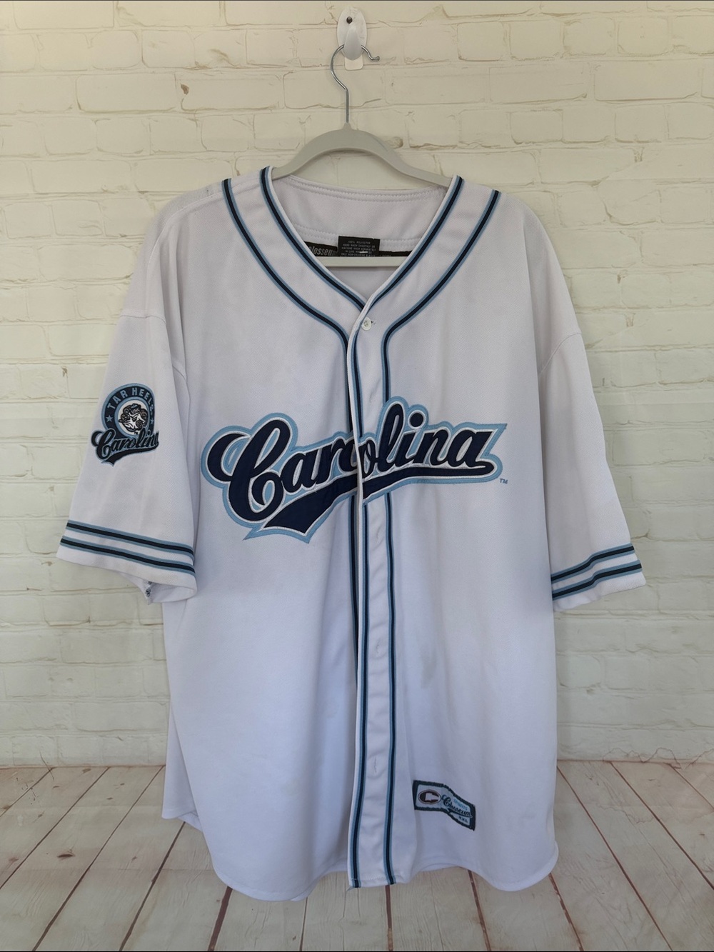 VTG COLOSSEUM BASEBALL CAROLINA TAR HEELS WHOTE FRONT BUTTON JERSEY SIZE XXL